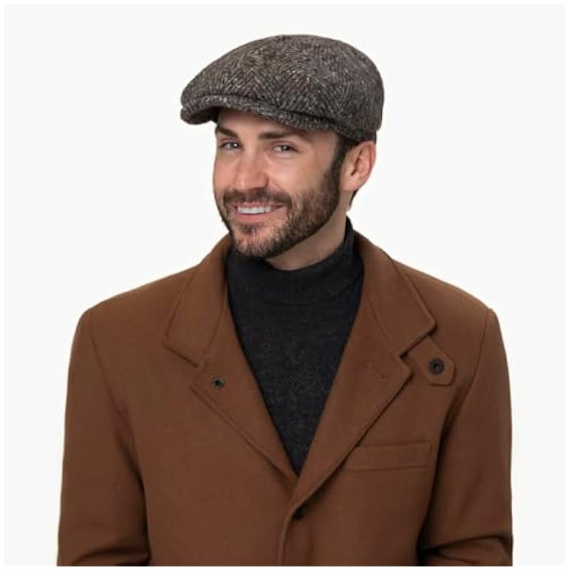 ‎mens Hats & Caps Stetson Stetson Hatteras Wool Colour Neps Flat Cap Men Blue-Green 7 5/8