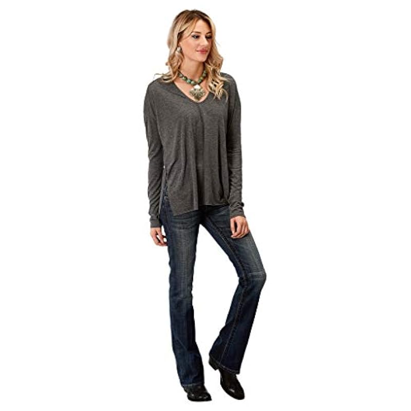 Stetson Stetson 0698 Rayon Spandex Jersey Top Grey Large ‎womens Tops, Tees & Blouses