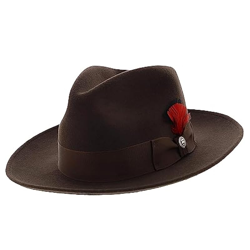 Stetson Stetson Men's Gurnee Crushable Soft Wool Felt Fedora Hat | Can Be Packed in a Travel Bag | Grosgrain Ribbon Hatband Mink ‎mens Hats & Caps