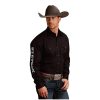 Stetson Men's Solid Logo Long Sleeve Western Shirt Black Large Stetson ‎mens Shirts