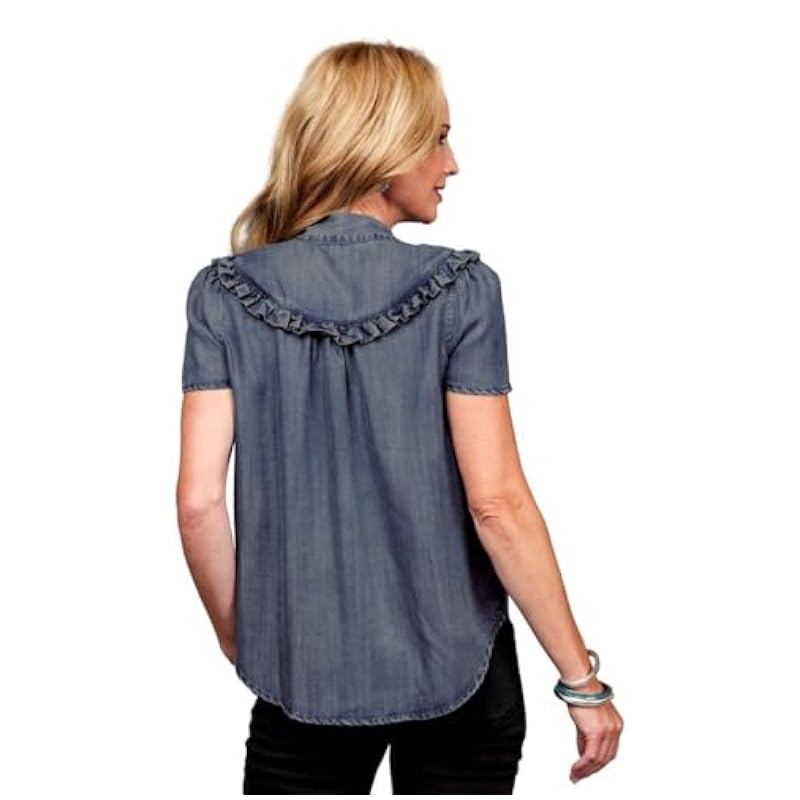 ‎womens Tops, Tees & Blouses Stetson Stetson Western Shirt Womens S/S Denim L Blue 11-051-0565-0560 BU