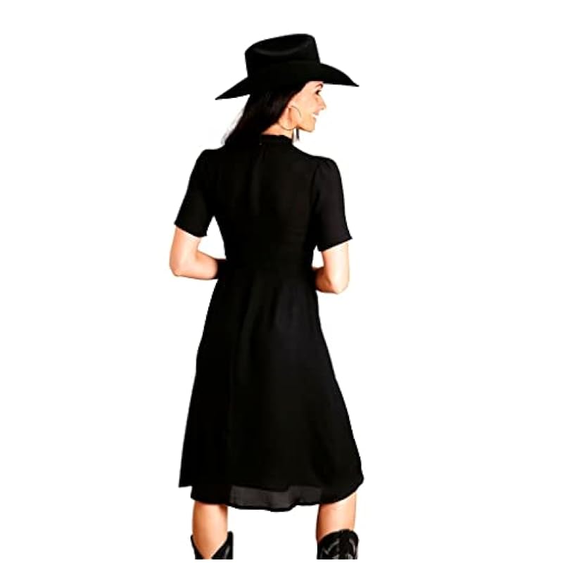 Stetson Stetson Western Dress Womens S/S Twill Zip 4 Black 11-057-0592-0104 BL ‎womens Dresses