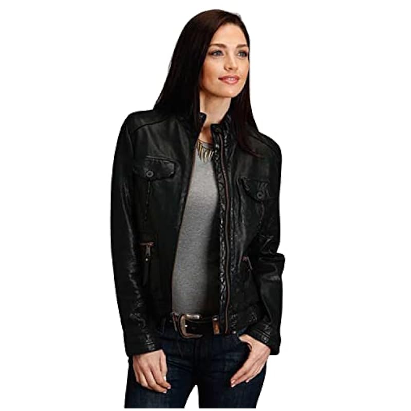 ‎Womens Coats, Jackets & Vests Stetson Stetson Women's Leather Jacket Black X-Large