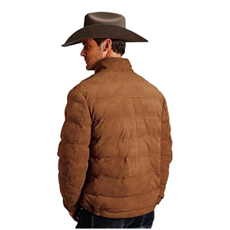 Stetson Men's Suede Lined Storm-Flap Puffy Jacket Tan Small Stetson ‎Mens Jackets & Coats