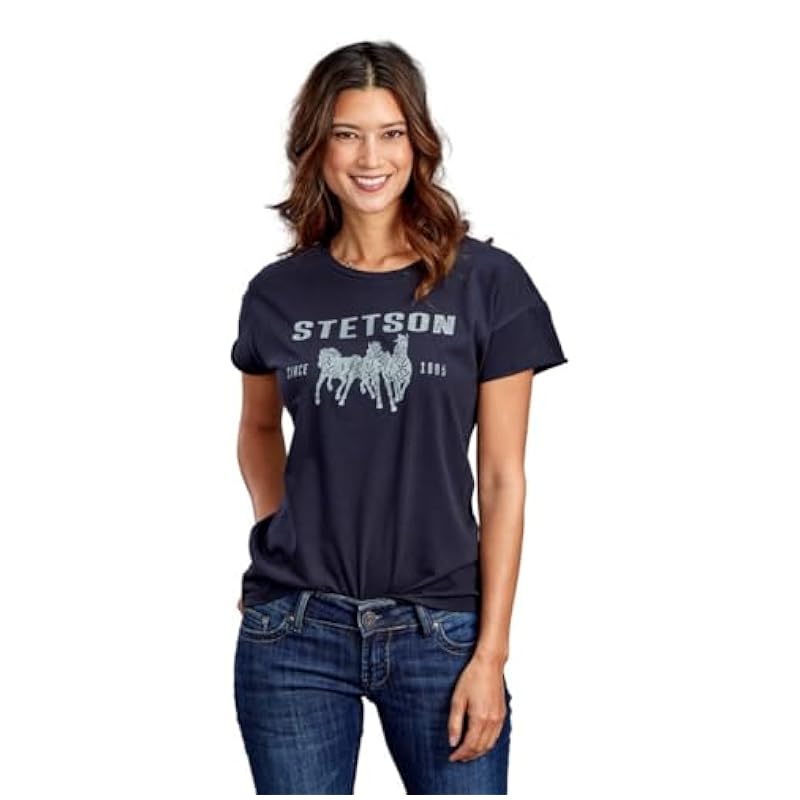 Stetson Stetson Western Shirt Womens Horses S/S M Black 11-039-0562-0832 BL ‎womens Tops, Tees & Blouses