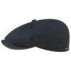 ‎mens Hats & Caps Stetson Stetson Hatteras Cotton Herringbone Flat Cap Men - Made in The EU Navy