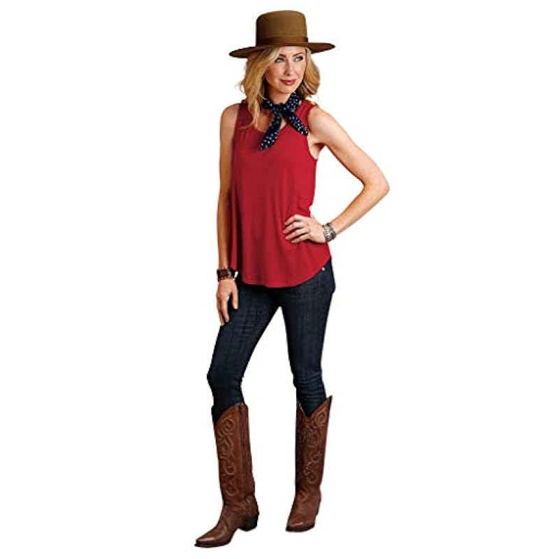 ‎womens Tops, Tees & Blouses Stetson Stetson Womens Red Rayon Blend Loose Fit S/L Tank Top XL