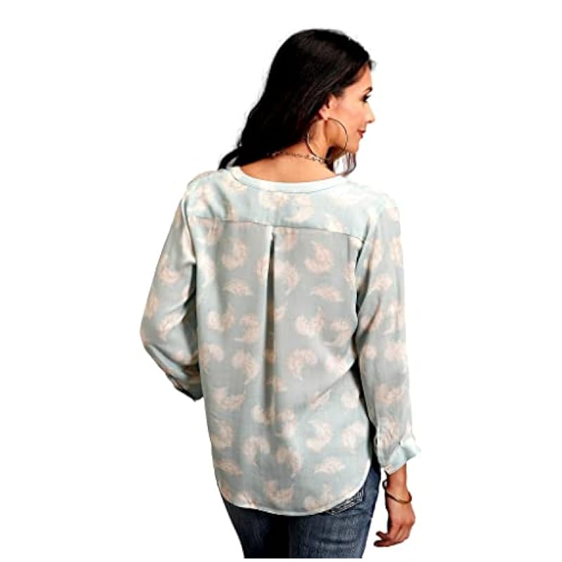 Stetson Stetson Western Shirt Womens 3/4 Sleeve S Aqua 11-050-0590-2026 BU ‎womens Tops, Tees & Blouses