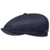 Stetson Hats & Caps ‎mens Stetson Hatteras Uni Cashmere Silk Flat Cap Men - Made in Germany Blue