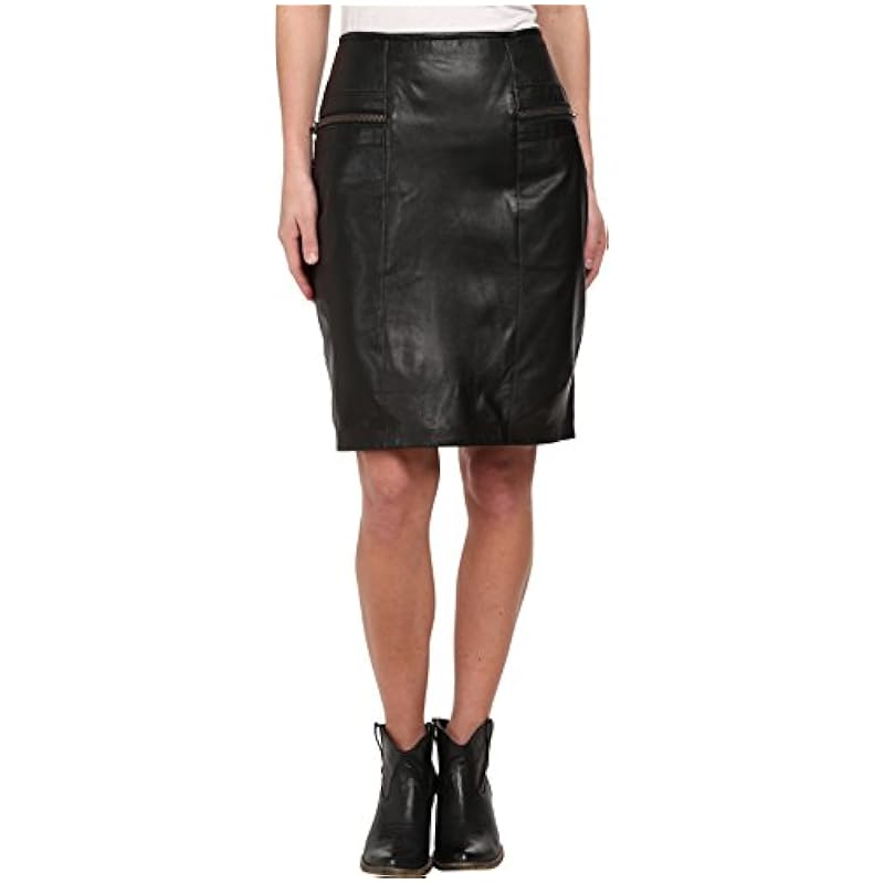 ‎womens Skirts Stetson Stetson Womens Smooth Leather Skirt w/ Thick Zippers Black XL
