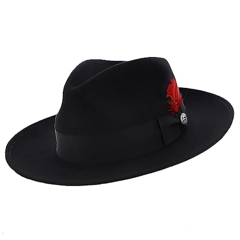 Stetson Men's Gurnee Crushable Soft Wool Felt Fedora Hat | Can Be Packed in a Travel Bag | Grosgrain Ribbon Hatband Black ‎mens Hats & Caps Stetson
