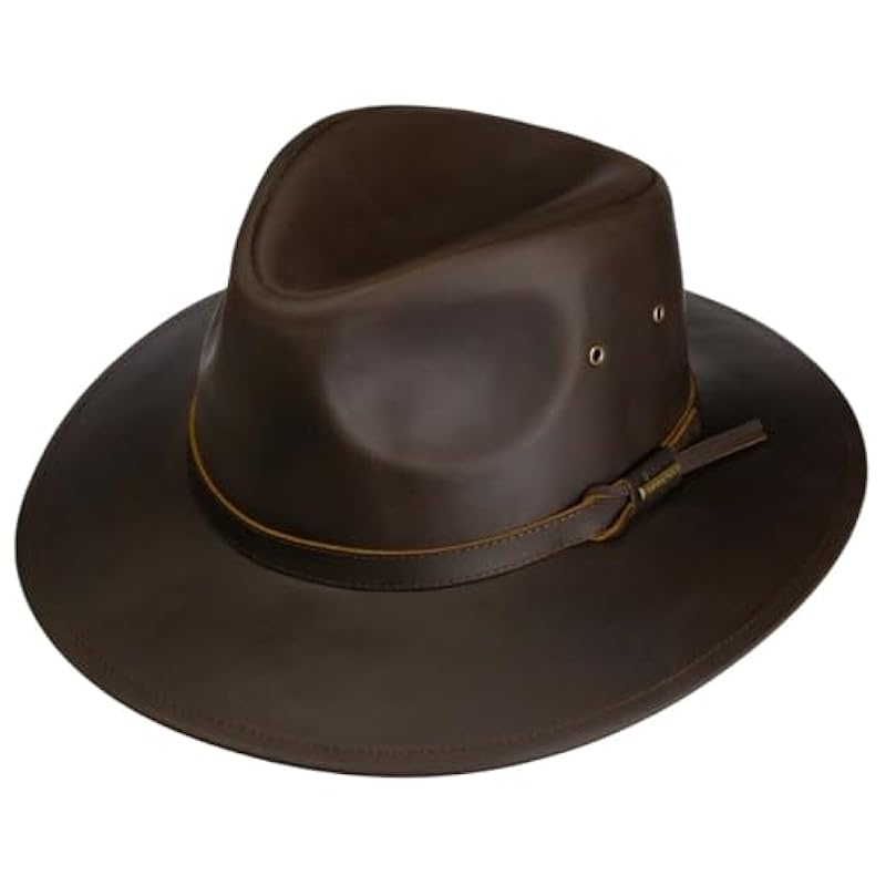 Stetson Stetson Glencross Western Buffalo Leather Hat Men - Dark Brown ‎mens Hats & Caps