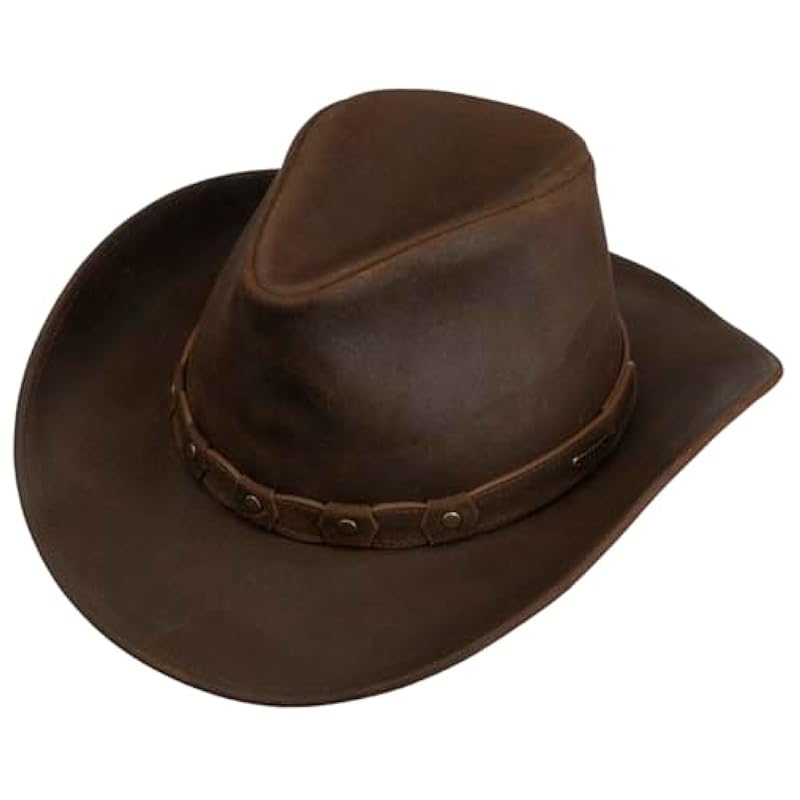 ‎mens Hats & Caps Stetson Stetson Calf Split Western Leather Hat Men - Brown