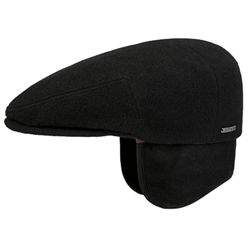 Stetson Hats & Caps ‎mens Stetson Kent Wool Earflaps Flat Cap Women/Men | Made in The EU Black