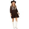 ‎womens Dresses Stetson Stetson Western Dress Womens 3/4 Peasant L Brown 11-057-0565-0129 BR