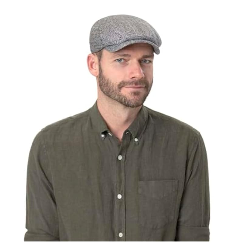 Stetson Herringbone Silk Driver Flat Cap Women/Men - Made in The EU Black-white ‎womens Hats & Caps Stetson