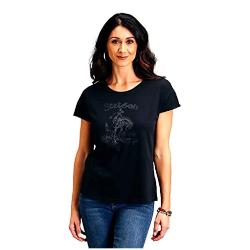 ‎womens Tops, Tees & Blouses Stetson Stetson Western Shirt Womens S/S Vintage L Black 11-039-0562-0819 BL