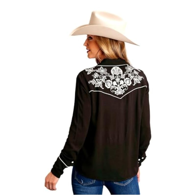 ‎womens Tops, Tees & Blouses Stetson Stetson Western Shirt Womens L/S Snap XS Brown 11-050-0565-7038 BR