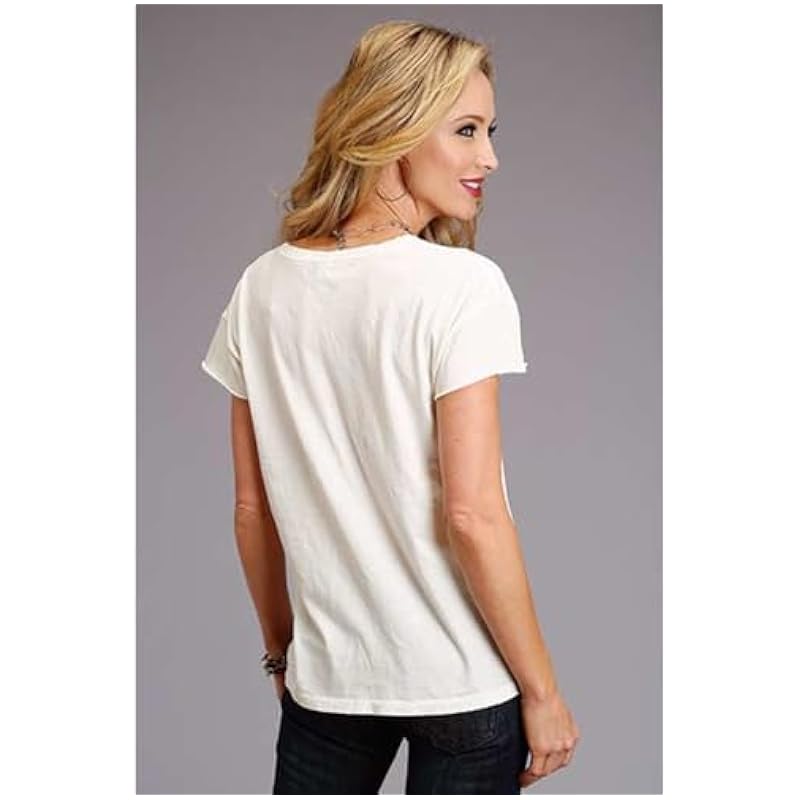 ‎womens Tops, Tees & Blouses Stetson Stetson Women's Serape Steer Skull Tee White X-Large US