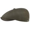 ‎mens Hats & Caps Stetson Stetson Hatteras Cotton Herringbone Flat Cap Men - Made in The EU Olive