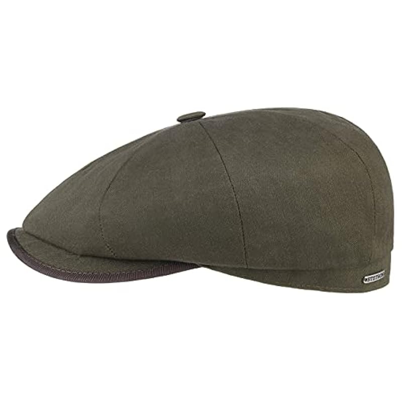 ‎mens Hats & Caps Stetson Stetson Hatteras Cotton Herringbone Flat Cap Men - Made in The EU Olive