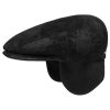 Stetson Hats & Caps ‎mens Stetson Kent Pigskin Flat Cap with Ear Flaps Men - Made in The EU Black