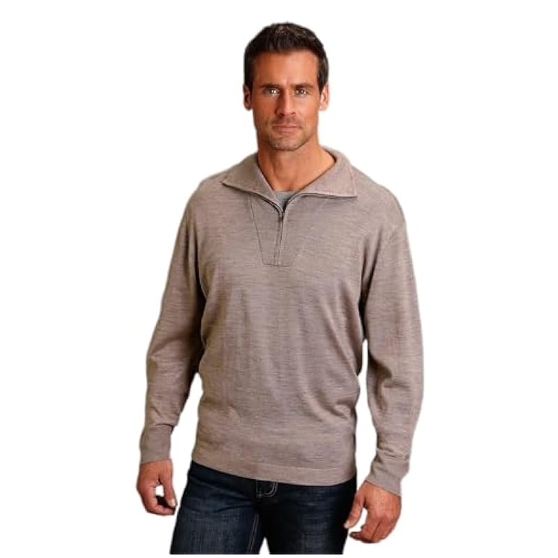 Stetson Mens Heathered Brown Wool Blend Zip Sweater XL Stetson ‎mens Sweaters