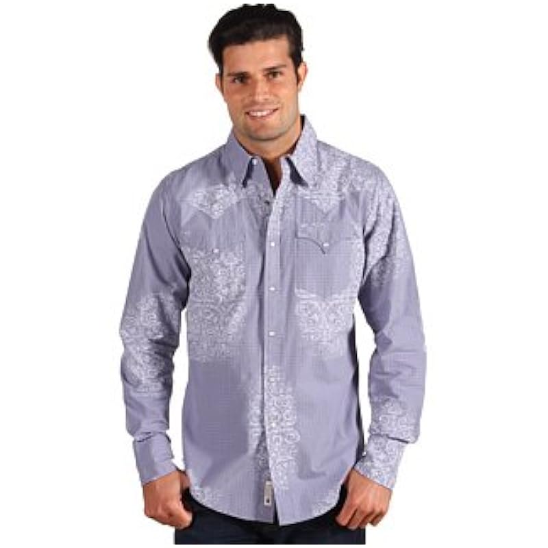 Stetson Medallion Overprint On Check W GMT Menrsquos Collection- Original Rugged (m) 11-001-0020-0769BU Blue Stetson ‎mens Shirts