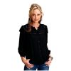 Stetson Stetson Western Shirt Womens L/S Ruffle S Black 11-050-0592-7053 BL ‎womens Tops, Tees & Blouses