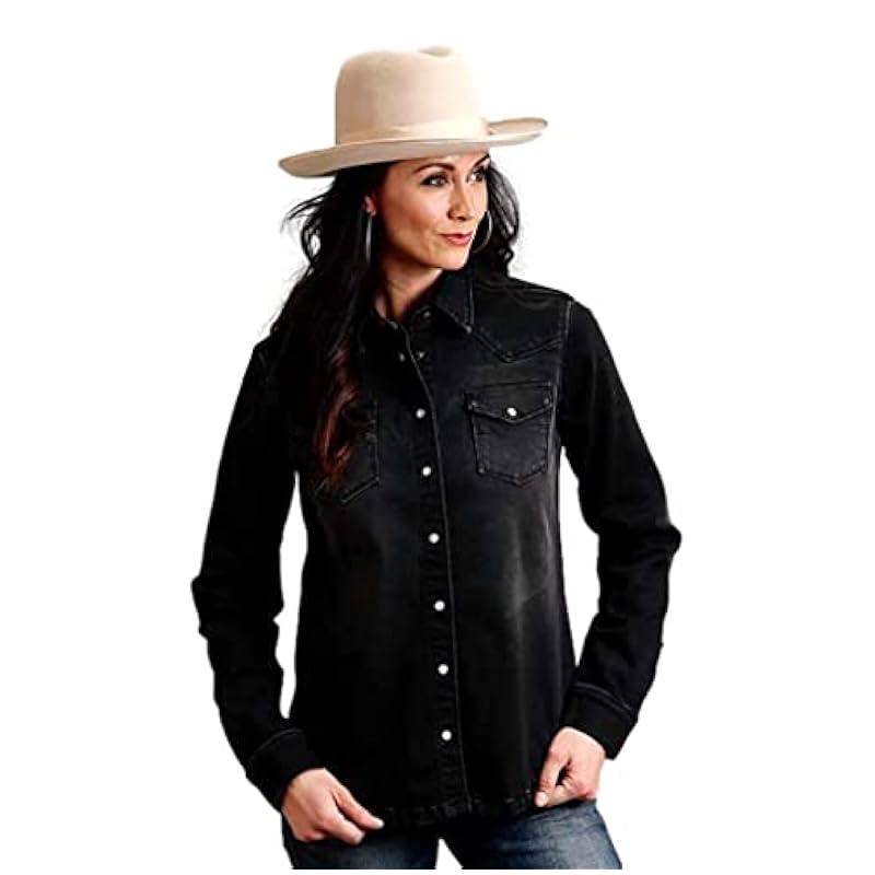 Stetson Coats, Jackets & Vests ‎womens Stetson Women's Desert Scene Denim Shacket Black Medium