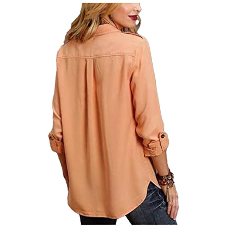 Stetson Women's Lyocell Button-Front Shirt Jacket Orange Medium US ‎womens Tops, Tees & Blouses Stetson