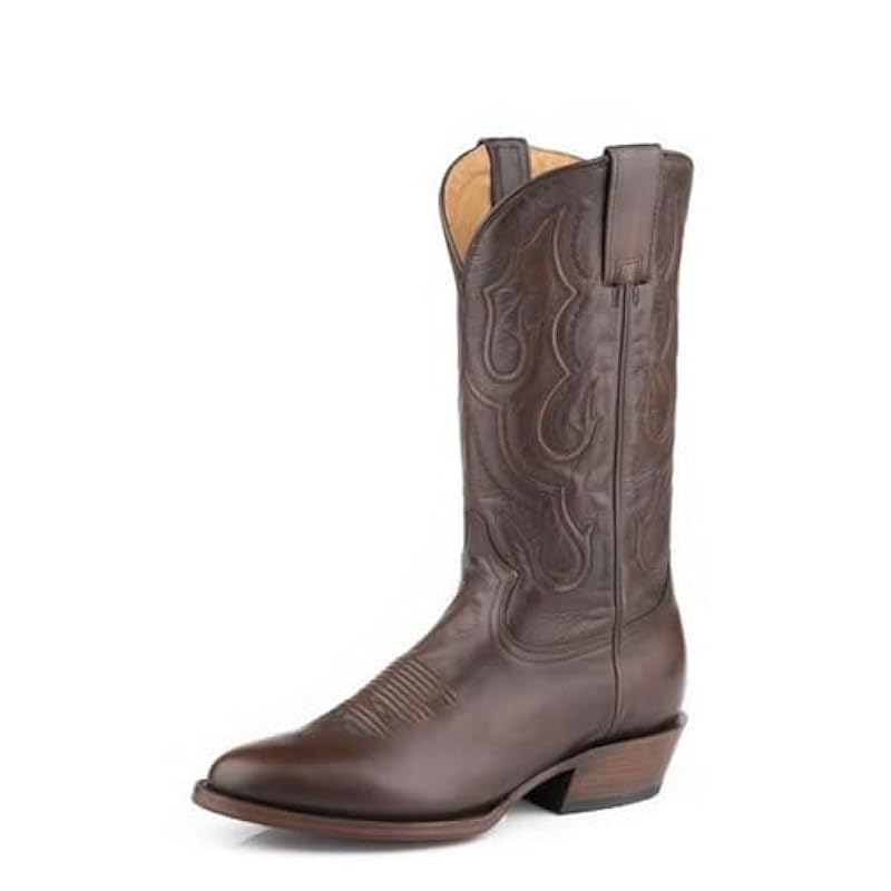 ‎mens Boots Stetson Stetson Mens Carlisle Embroidered Round Toe Casual Boots Mid Calf - Brown - Size 8 D