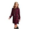 Stetson Western Dress Womens L/S Plaid XS Wine 11-057-0597-6072 WI ‎womens Dresses Stetson