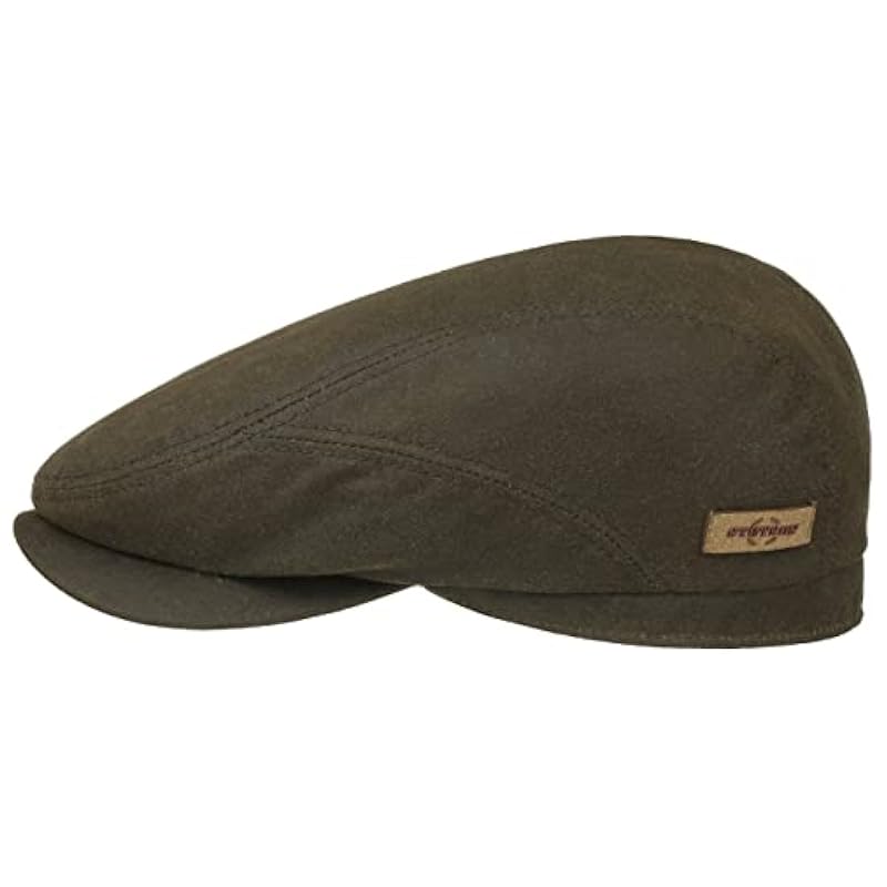 Stetson Stetson Waxed Organic Cotton Flat Cap Men - Made in The EU Darkolive ‎mens Hats & Caps