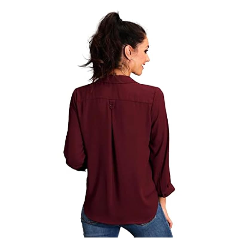 Stetson Tops, Tees & Blouses ‎womens Stetson Western Shirt Womens 3/4 Sleeve XS Wine 11-050-0592-6077 WI