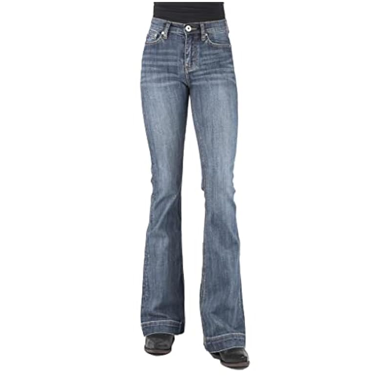 Stetson Women's 921 Medium Wash High Rise Plain Pocket Flare Jean Blue 8 30 ‎womens Jeans Stetson
