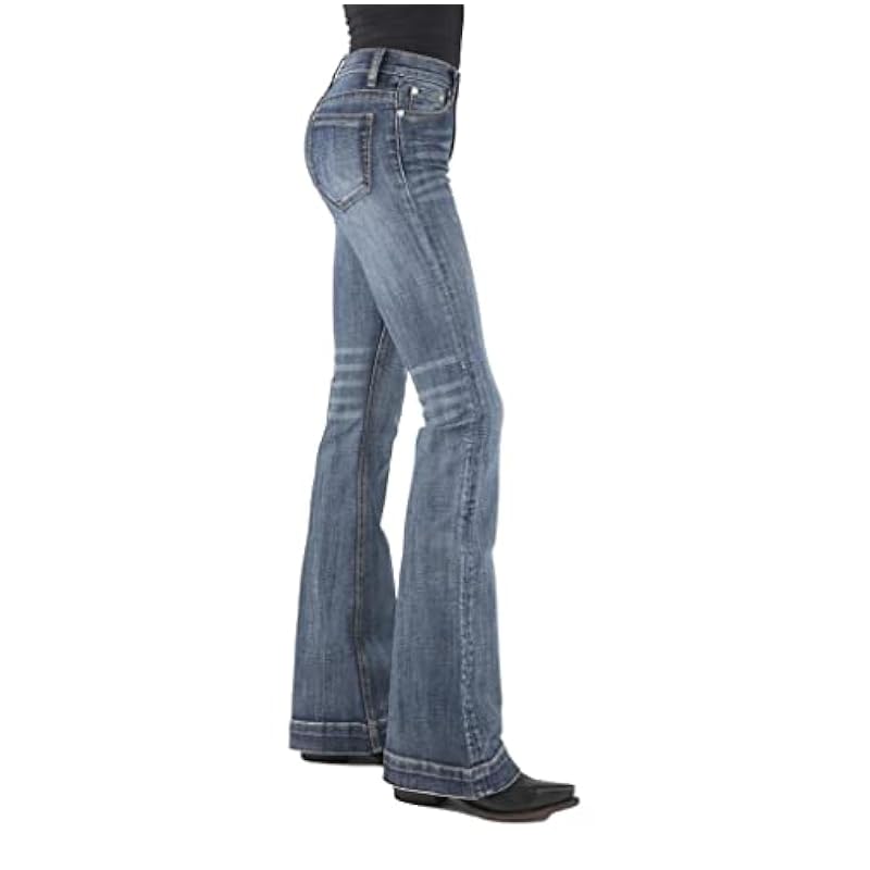 Stetson Women's 921 Medium Wash High Rise Plain Pocket Flare Jean Blue 8 30 ‎womens Jeans Stetson