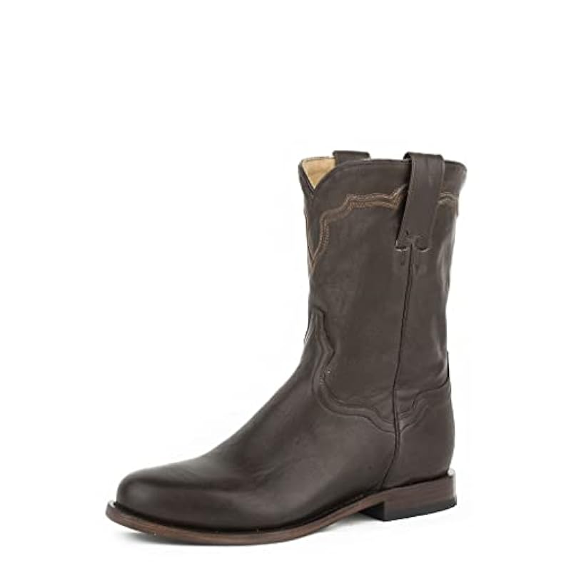 Stetson Boots ‎mens Stetson Men's Puncher Burnished Goat Western Roper Boot Round Toe - 12-020-7605-0751 Br Brown