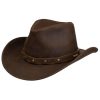 ‎mens Hats & Caps Stetson Stetson Calf Split Western Leather Hat Men - Brown