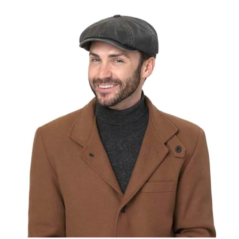 ‎mens Hats & Caps Stetson Stetson Hatteras Datto Flat Cap with Ear Flaps Men - Dark Brown