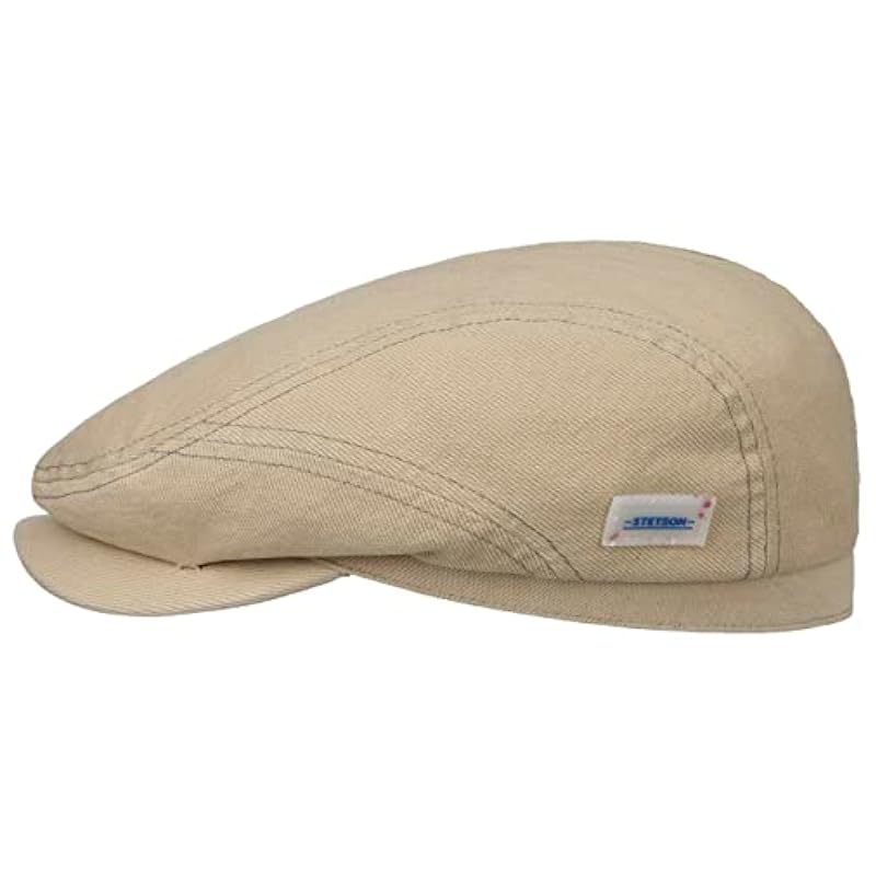 Stetson Sustainable Cotton Driver Flat Cap Men - Made in The EU Beige ‎mens Hats & Caps Stetson