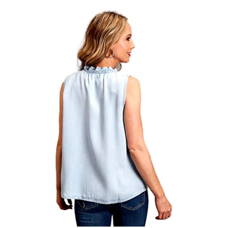 Stetson Western Shirt Womens Cami Ruffle L Blue 11-052-0565-2032 BU ‎womens Tops, Tees & Blouses Stetson