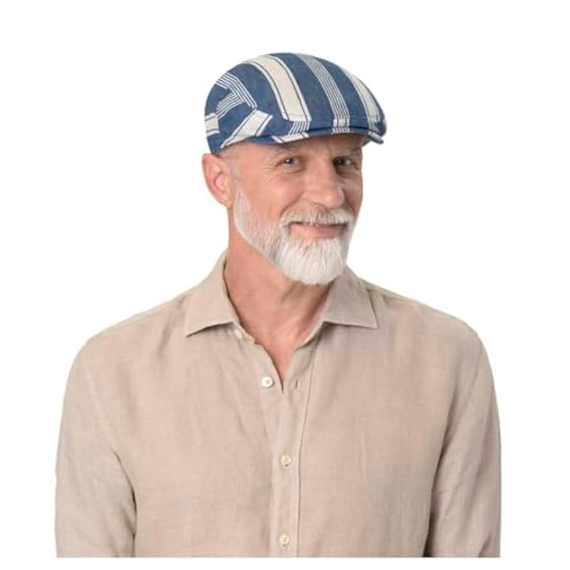 Stetson Stetson Kent Twotone Stripes Flat Cap Men - Made in Germany Blue-beige ‎mens Hats & Caps