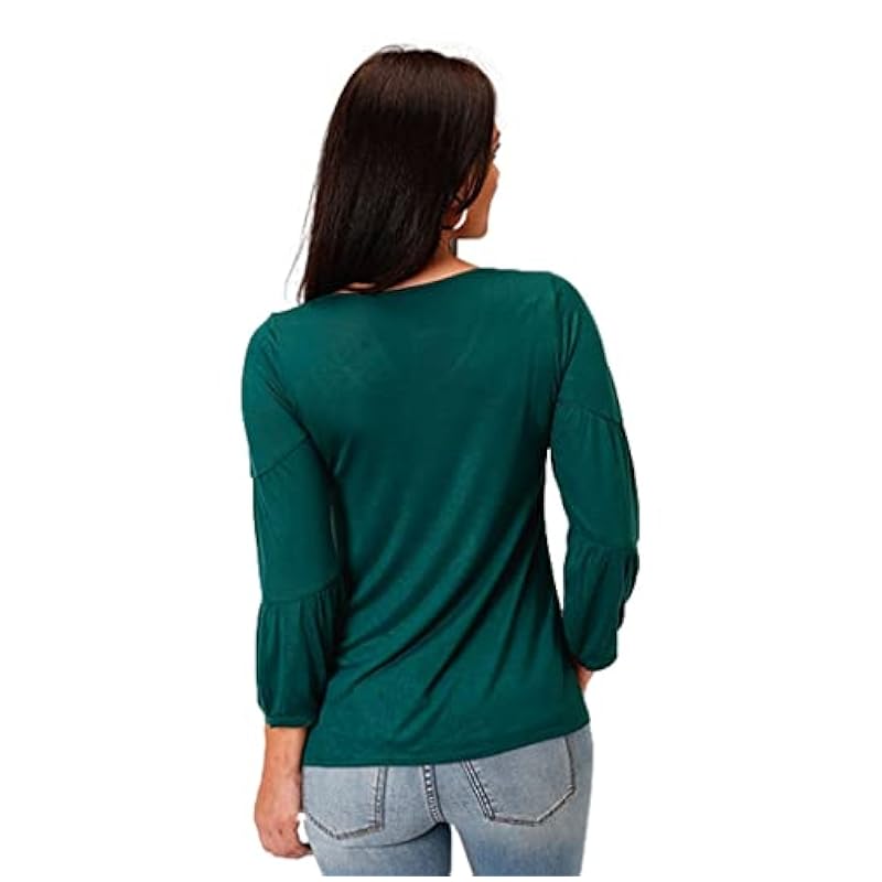 ‎womens Tops, Tees & Blouses Stetson Stetson Western Shirt Women 3/4 Sleeve S Jade 11-038-0514-0518 GR