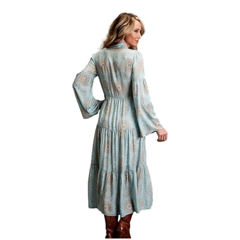 ‎womens Dresses Stetson Stetson Western Dress Women L/S Mandala Tie S Aqua 11-057-0590-2014 BU