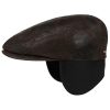 ‎mens Hats & Caps Stetson Stetson Kent Pigskin Flat Cap with Ear Flaps Men - Made in The EU Dark Brown
