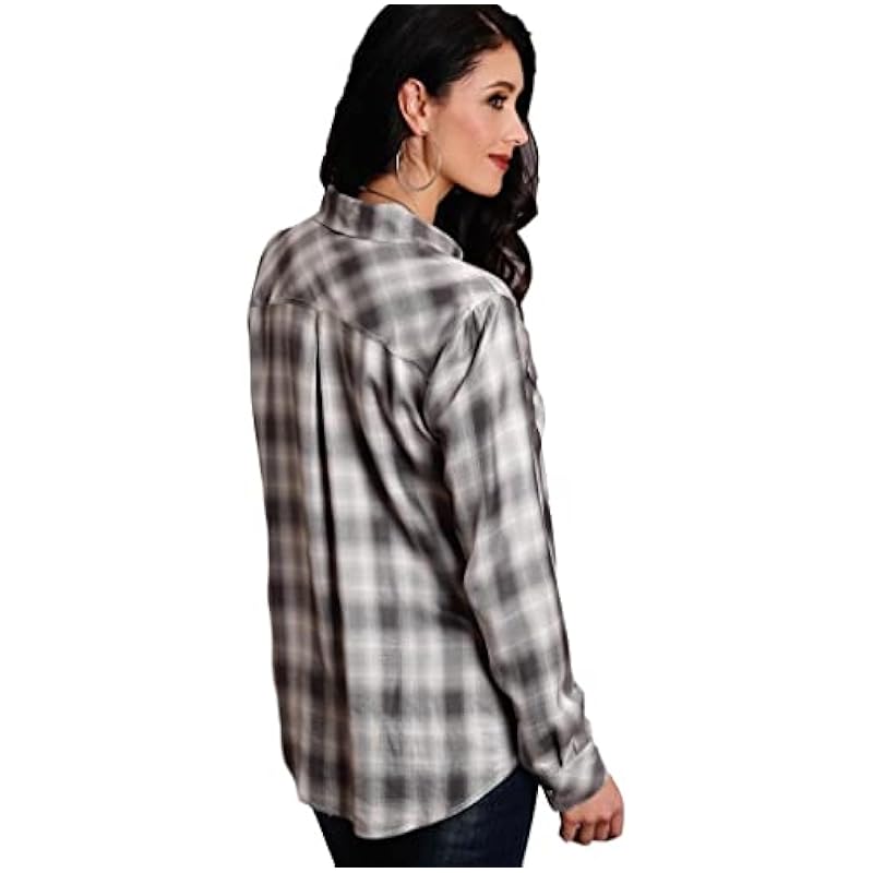 Stetson Women's Smoky Ombre Plaid Long Sleeve Snap Western Shirt Grey Small ‎womens Tops, Tees & Blouses Stetson