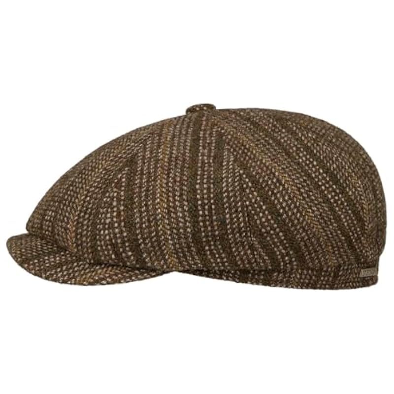 Stetson Stetson Hatteras Herringbone Stripe Flat Cap Men - Made in The EU Brown-olive Hats & Caps