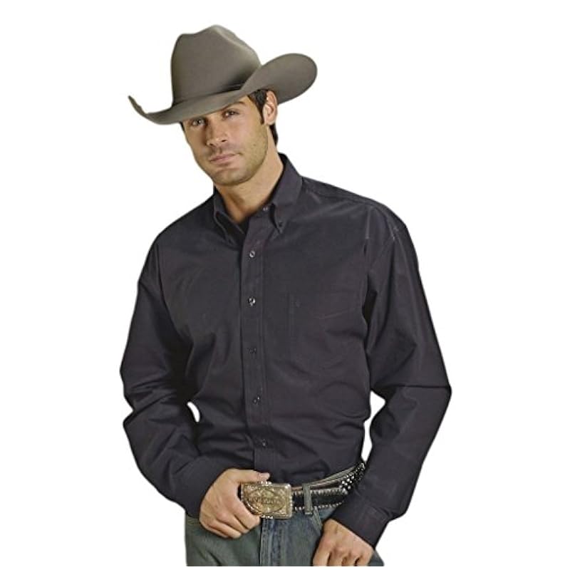‎mens Shirts Stetson Stetson Men's Solid Button Oxford Long Sleeve Western Shirt Black Medium