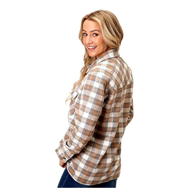 Stetson Tops, Tees & Blouses ‎womens Stetson Western Jacket Womens Plaid Shirt XL Cream 11-098-0539-6181 WH